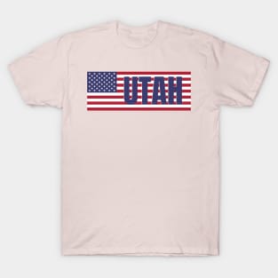 Utah State in American Flag T-Shirt